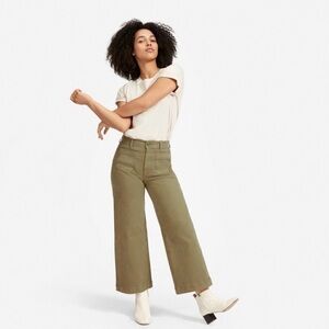 Everlane The Wide Leg Crop Patch Pocket Pant Olive Size 8